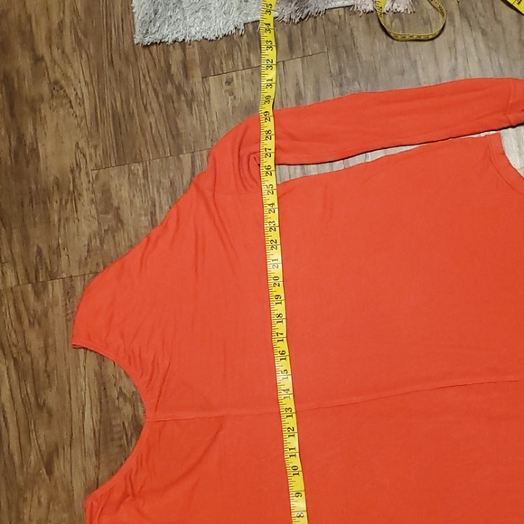 Free People orange long sleeve v neck flowy oversized tunic Sz m - Picture 9 of 11